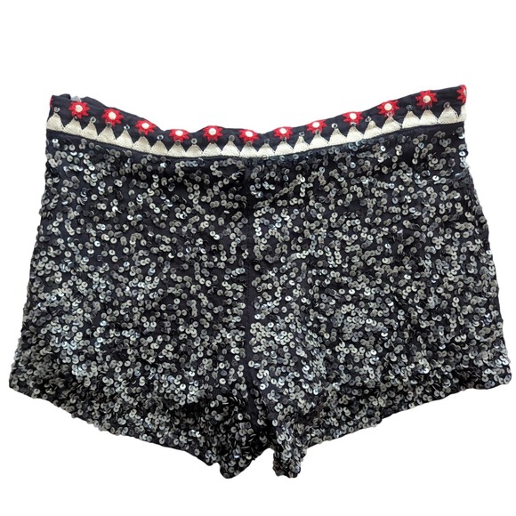 Free People WILDHEART by Eternal Sunshine Creations Sequin Shorts Black Sz SMALL - Picture 4 of 8